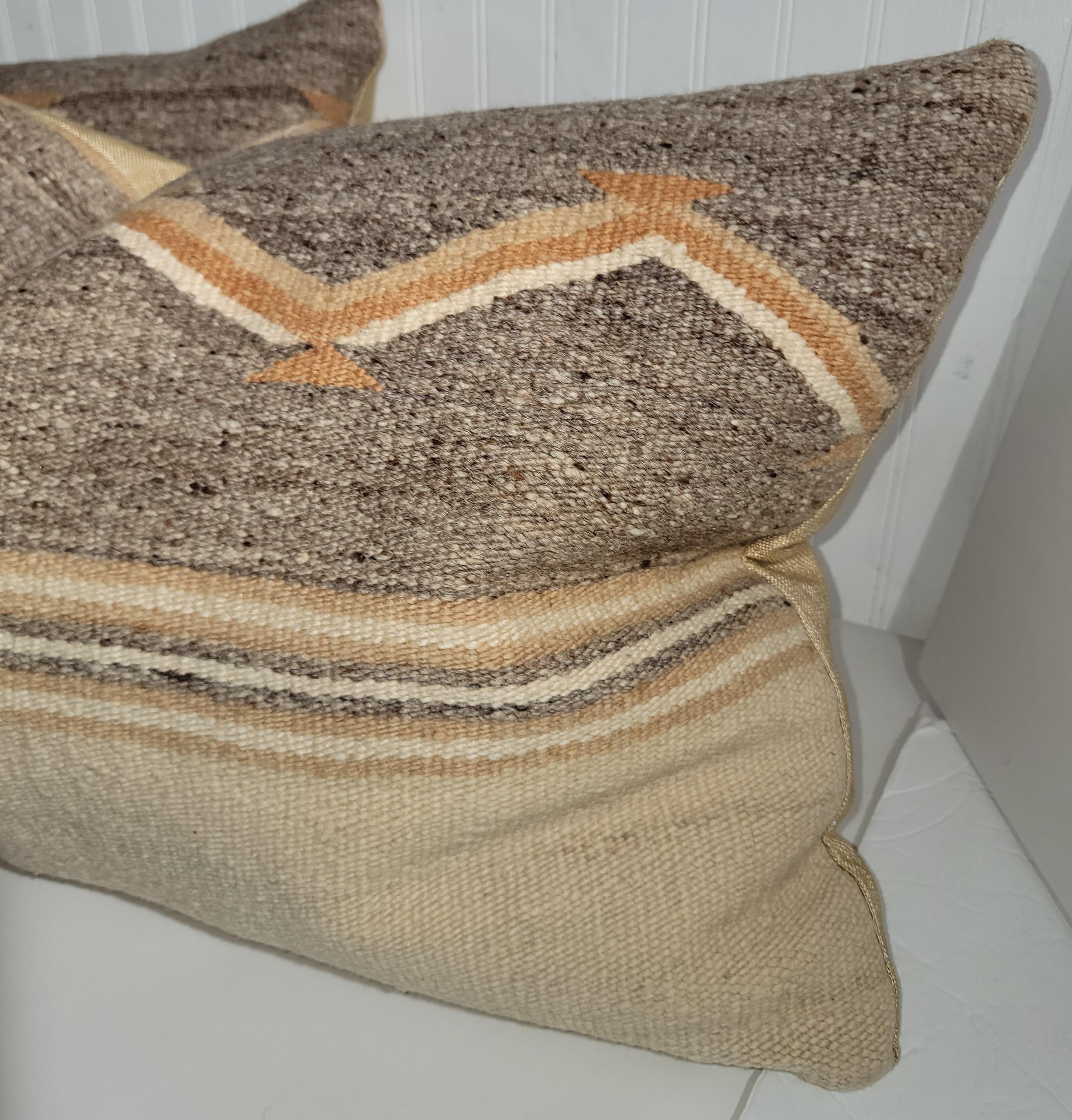 Adirondack Navajo Pair of Wool Bolster Pillows For Sale