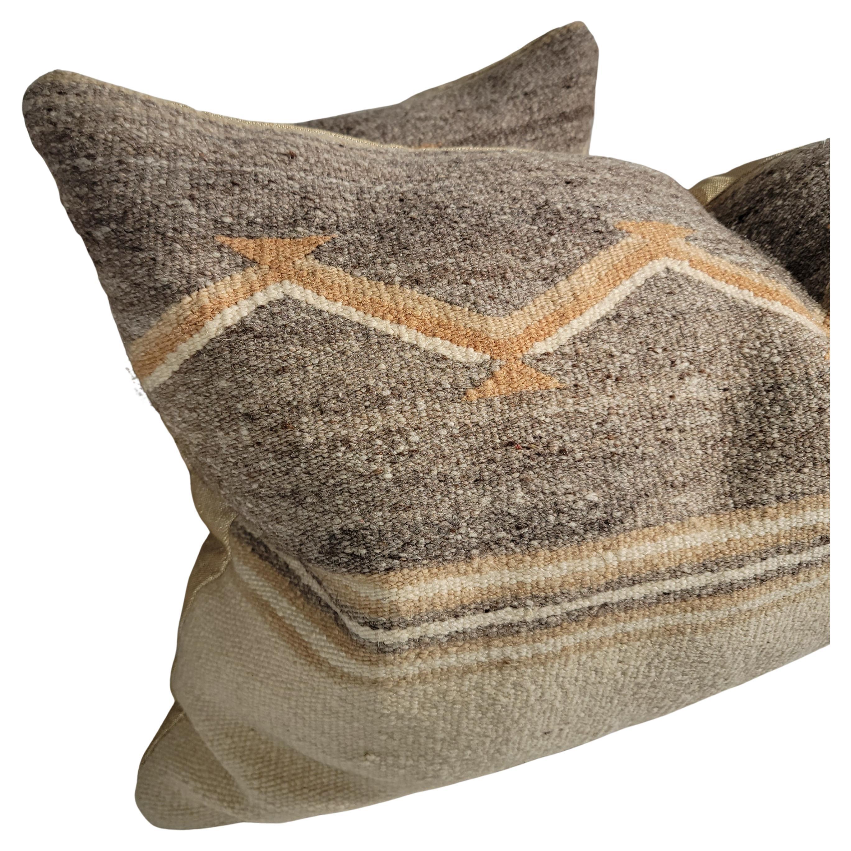 American Navajo Pair of Wool Bolster Pillows For Sale