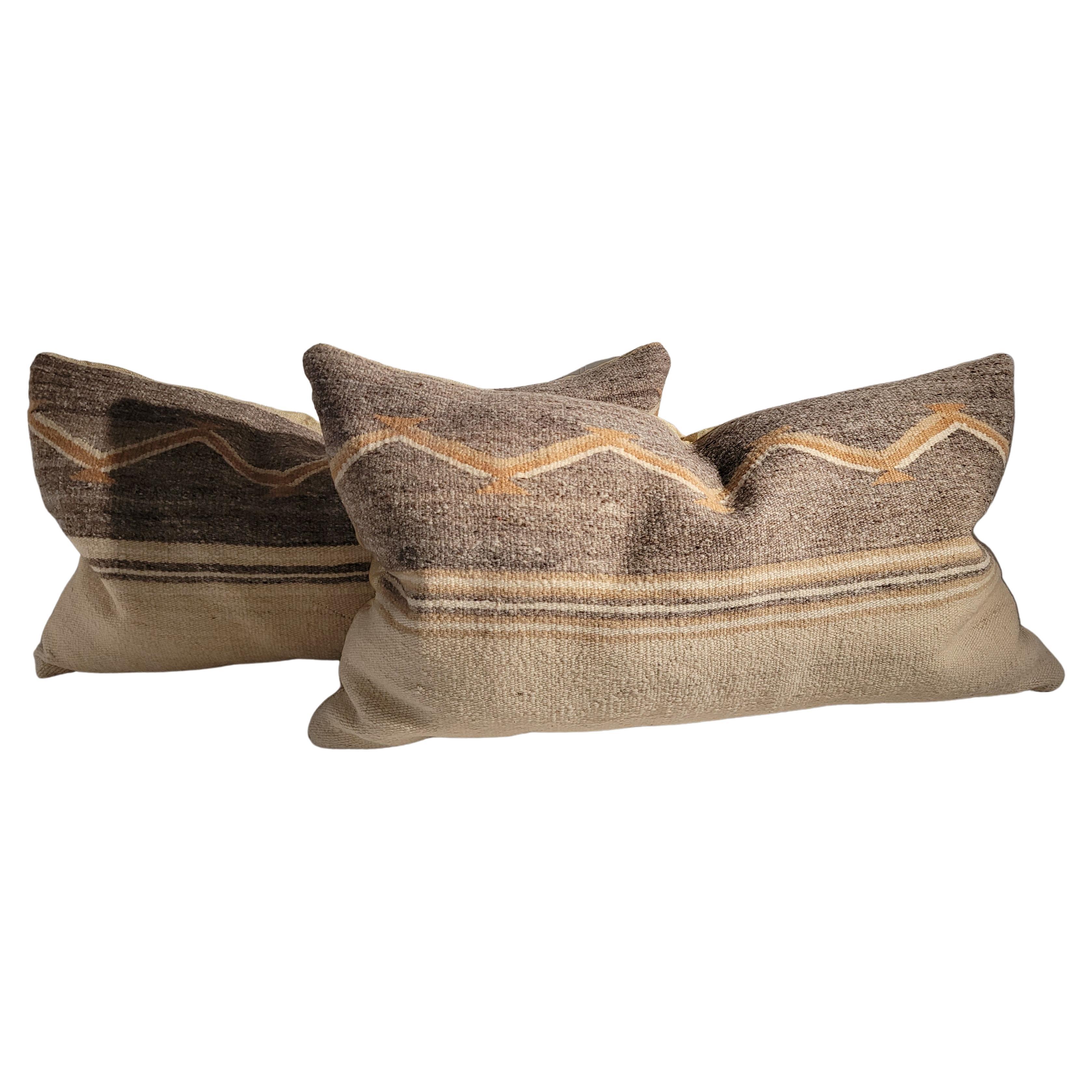 Navajo Pair of Wool Bolster Pillows For Sale