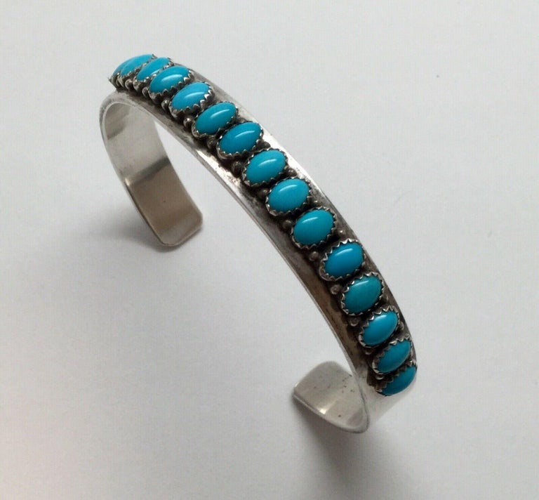 Navajo Patrick Yazzie Sterling Silver Turquoise Cuff Bracelet at 1stDibs |  patrick yazzie jewelry, l yazzie sterling