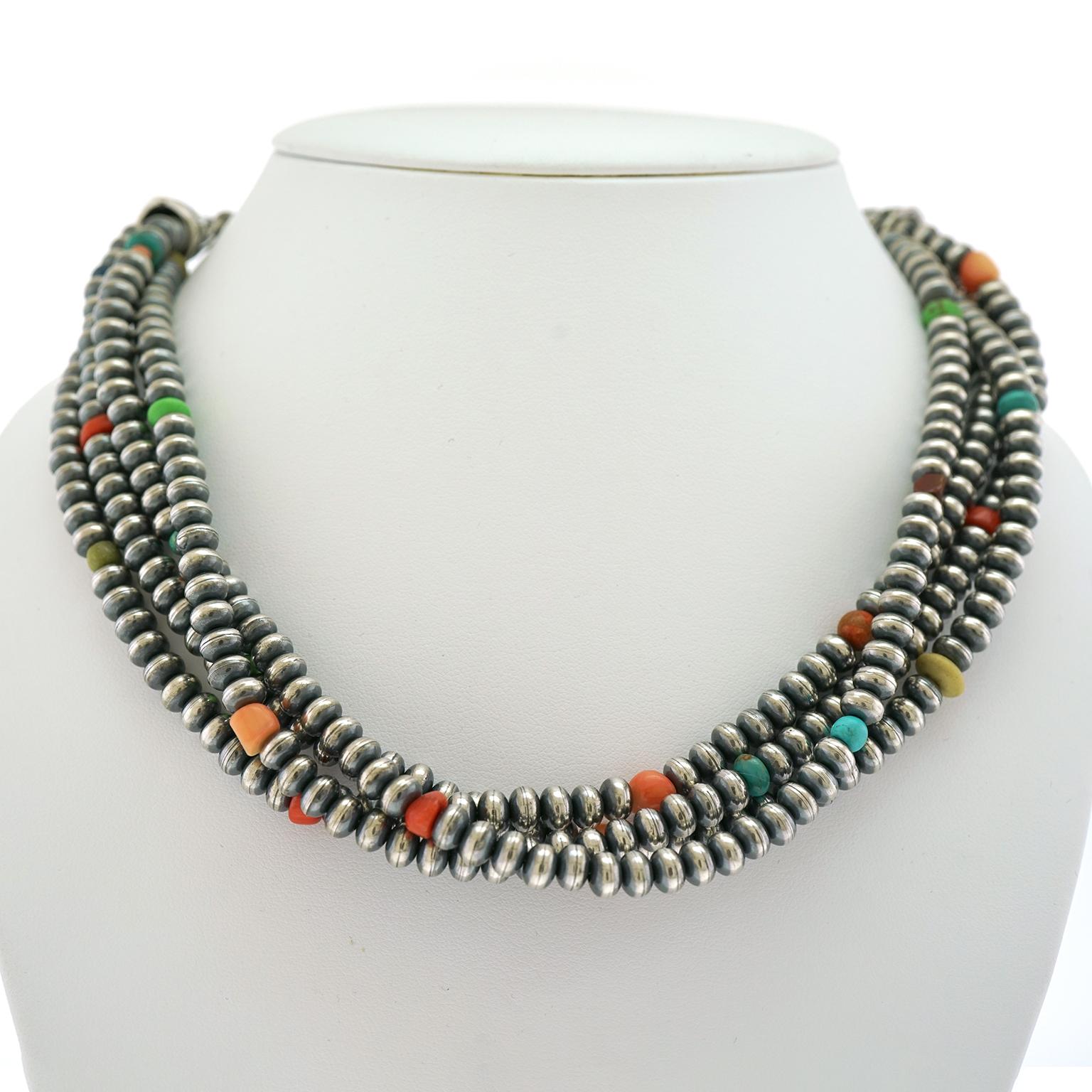 Navajo Pearls Sterling Necklace 1