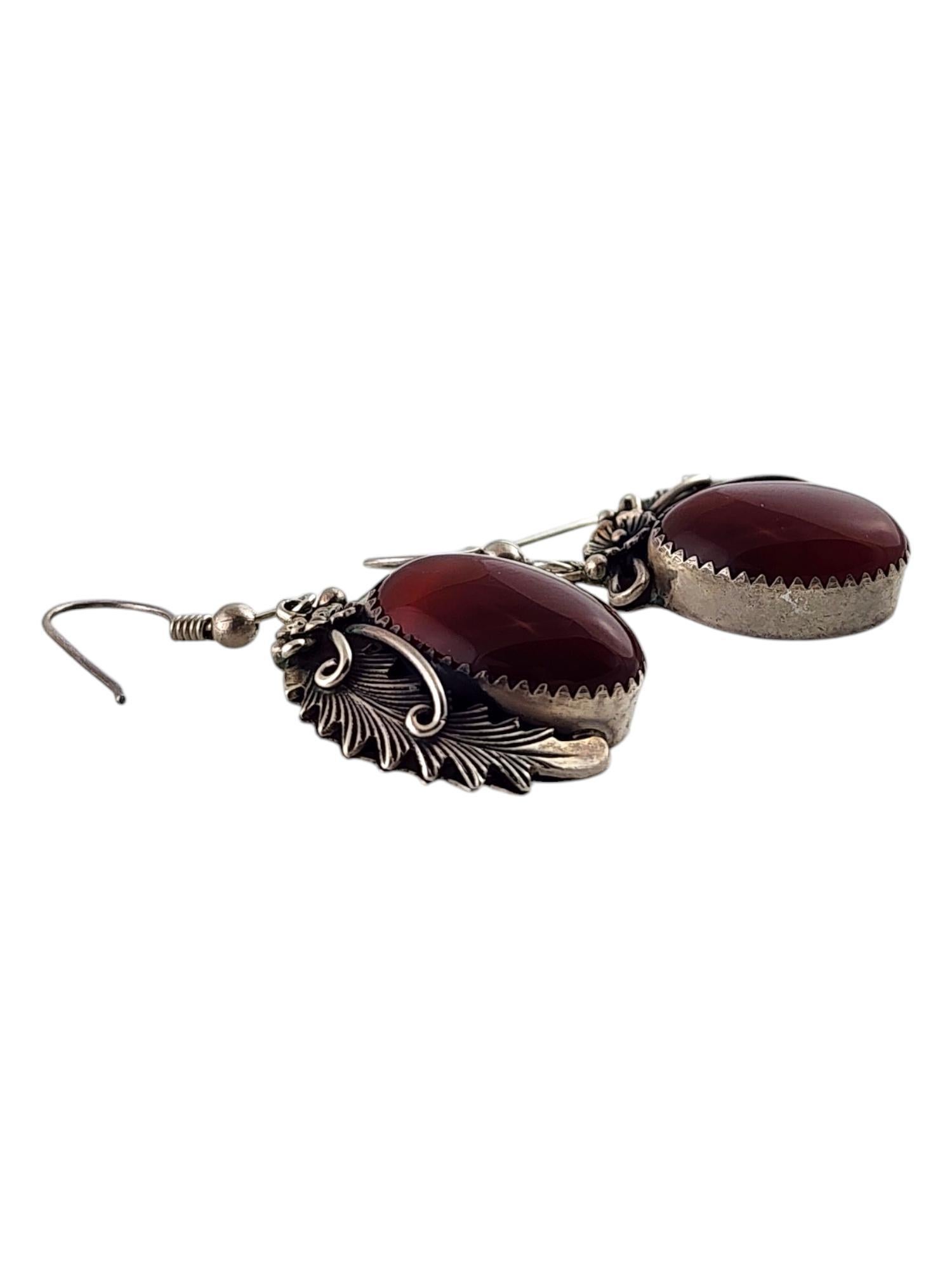 Navajo Peterson Johnson Sterlingsilber Karneol-Ohrringe #20063 (Gemischter Schliff)