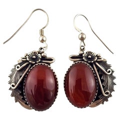 Navajo Peterson Johnson Sterling Silver Carnelian Earrings #20063