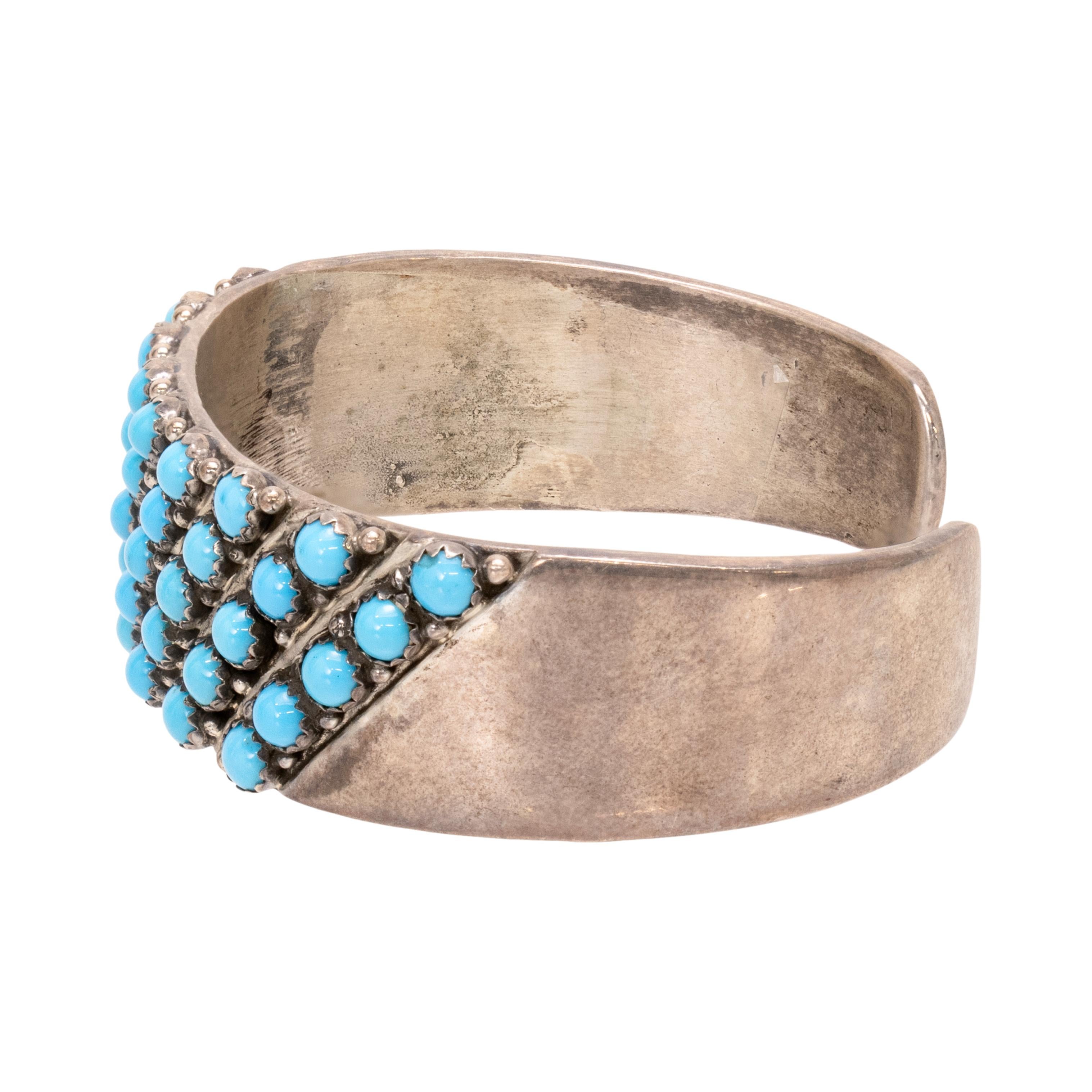 Taglio rotondo Bracciale in turchese Petit-Point e argento Navajo in vendita