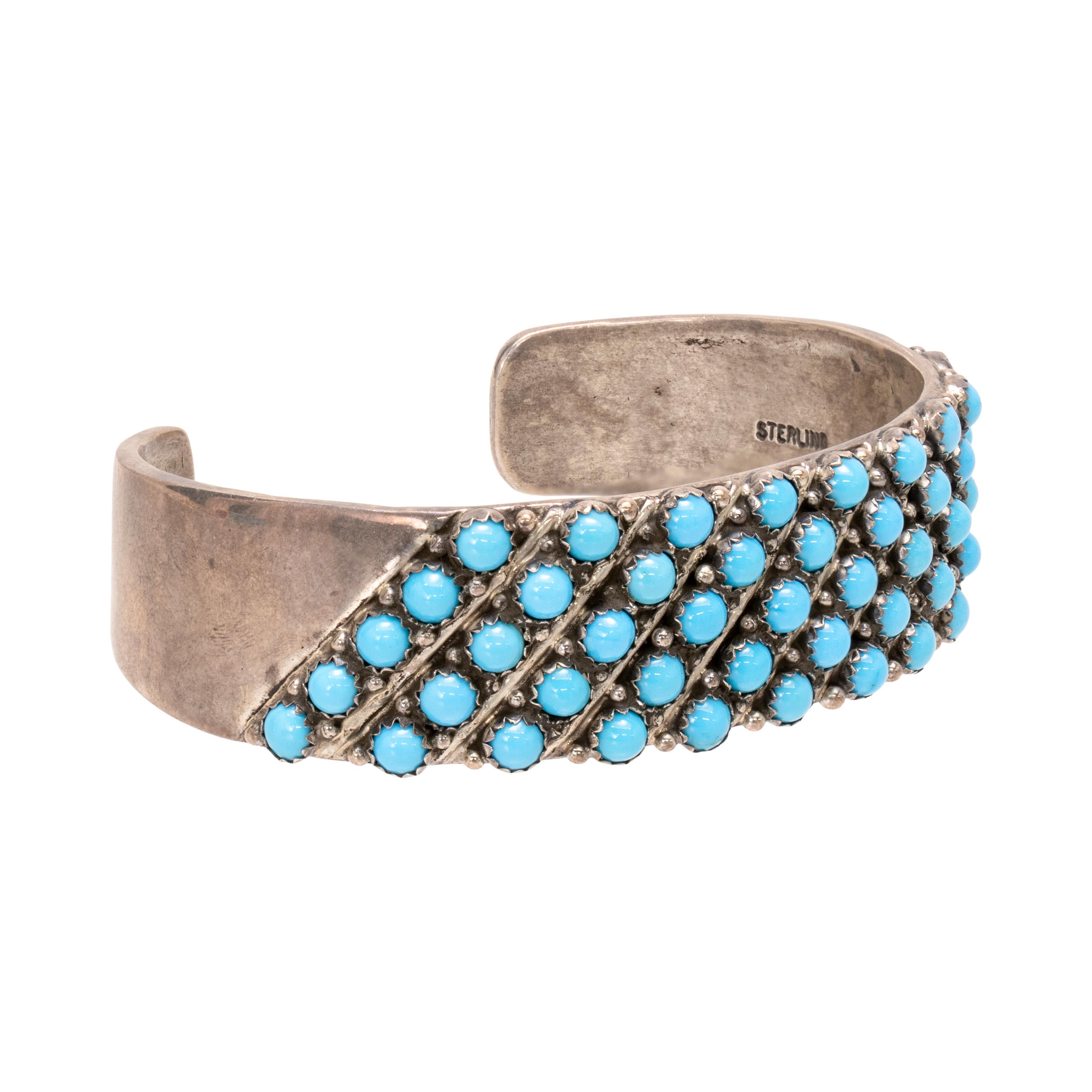 Bracciale in turchese Petit-Point e argento Navajo In condizioni buone in vendita a Coeur d Alene, ID