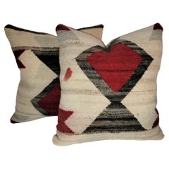 Antique Navajo Indian Weaving Pillows, Pair