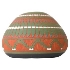 Jarrón de cerámica navajo, cerámica artística vintage de Tanya y Garrett Bennett