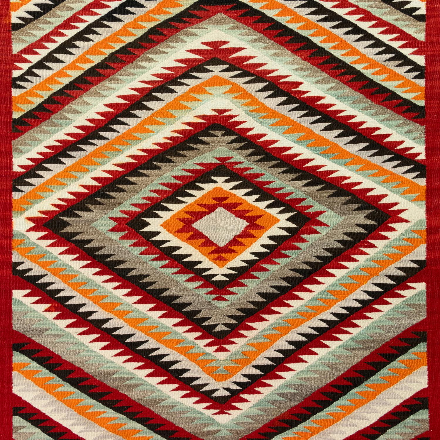 American Navajo Red Mesa Saddle Blanket/Floor Weaving For Sale