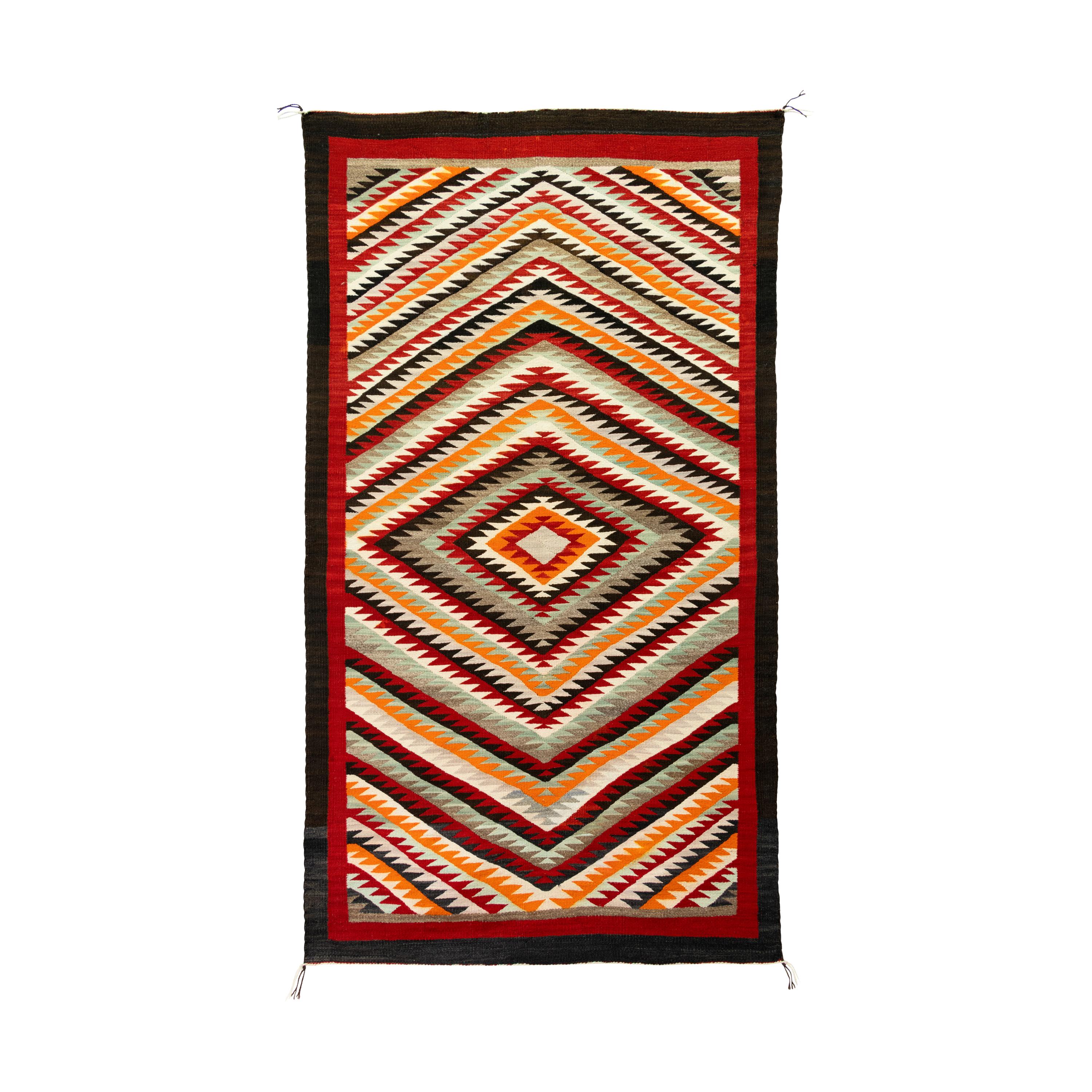 Couverture de selle Mesa rouge Navajo/Tissage floral en vente