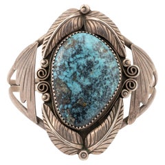Vintage Navajo Red Mountain Turquoise Cuff Bracelet