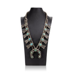 Navajo Red Mountain Turquoise Squash Blossom Necklace