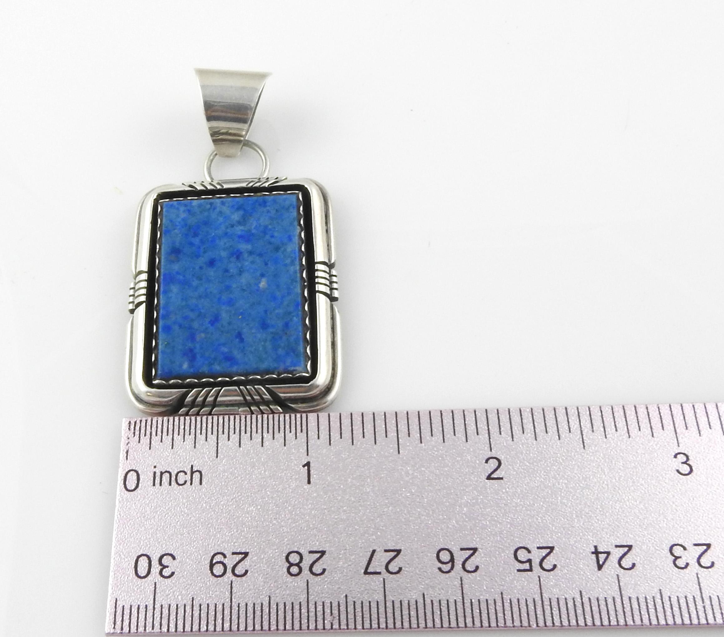 Navajo Robert Noreen Kelly Sterling Silver Lapis Lazuli Pendant 3