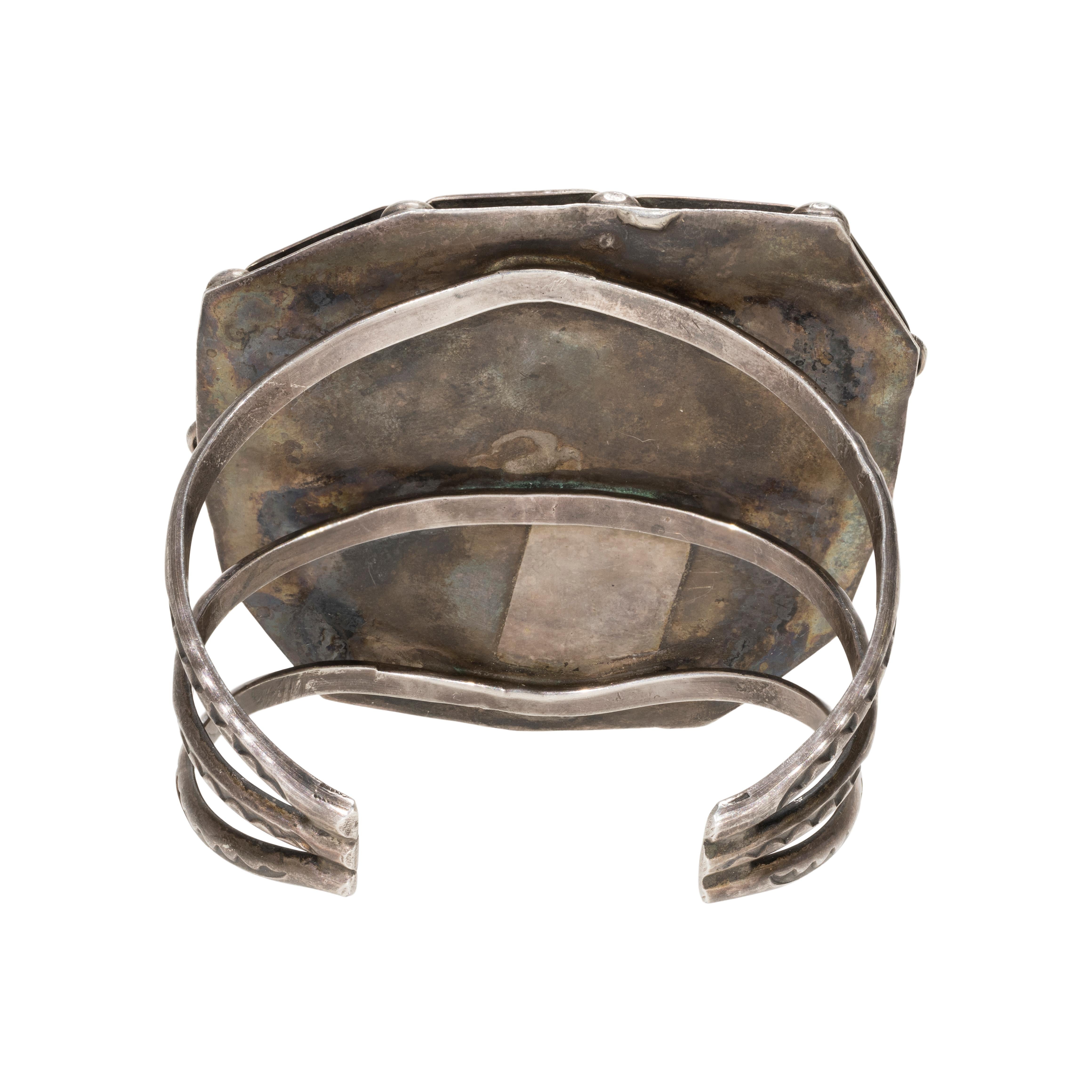 Navajo Royston Armband aus Türkis und Sterlingsilber (Alteuropäischer Brillantschliff) im Angebot