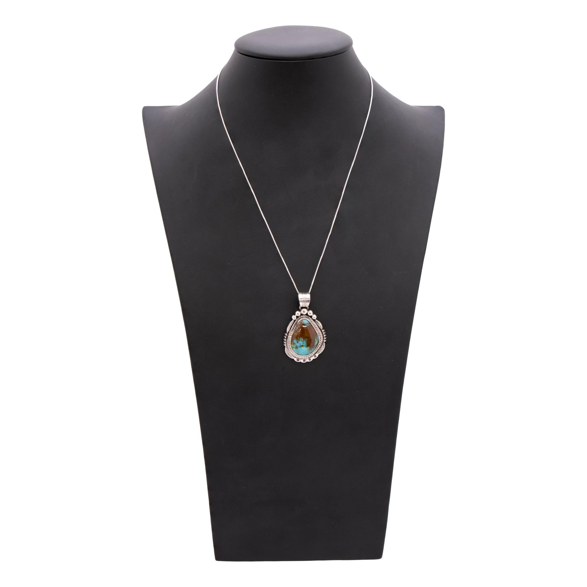 Navajo Royston Türkis Anhänger Halskette (Indigene Kunst (Nord-/Südamerika)) im Angebot