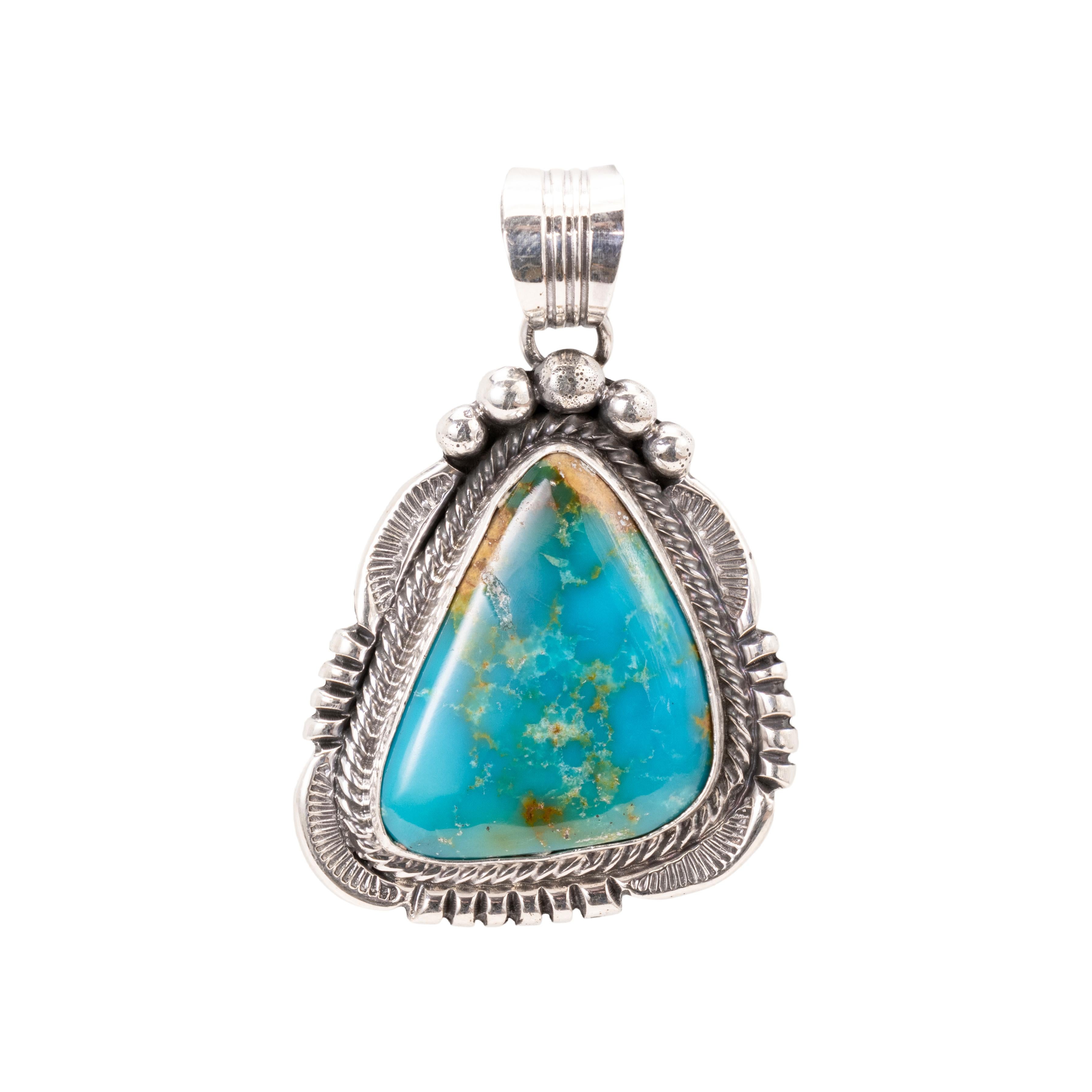 Navajo Royston Türkis-Anhänger Halskette (Alteuropäischer Brillantschliff) im Angebot