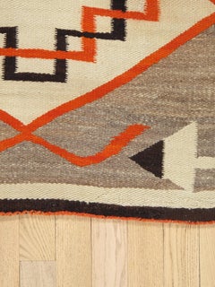 Navajo Rug circa 1920 Klagetoh Hand Knotted Diamond Pattern Gray Orange Black