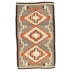 Navajo Rug circa 1920 Klagetoh Hand Knotted Diamond Pattern Gray Orange Black