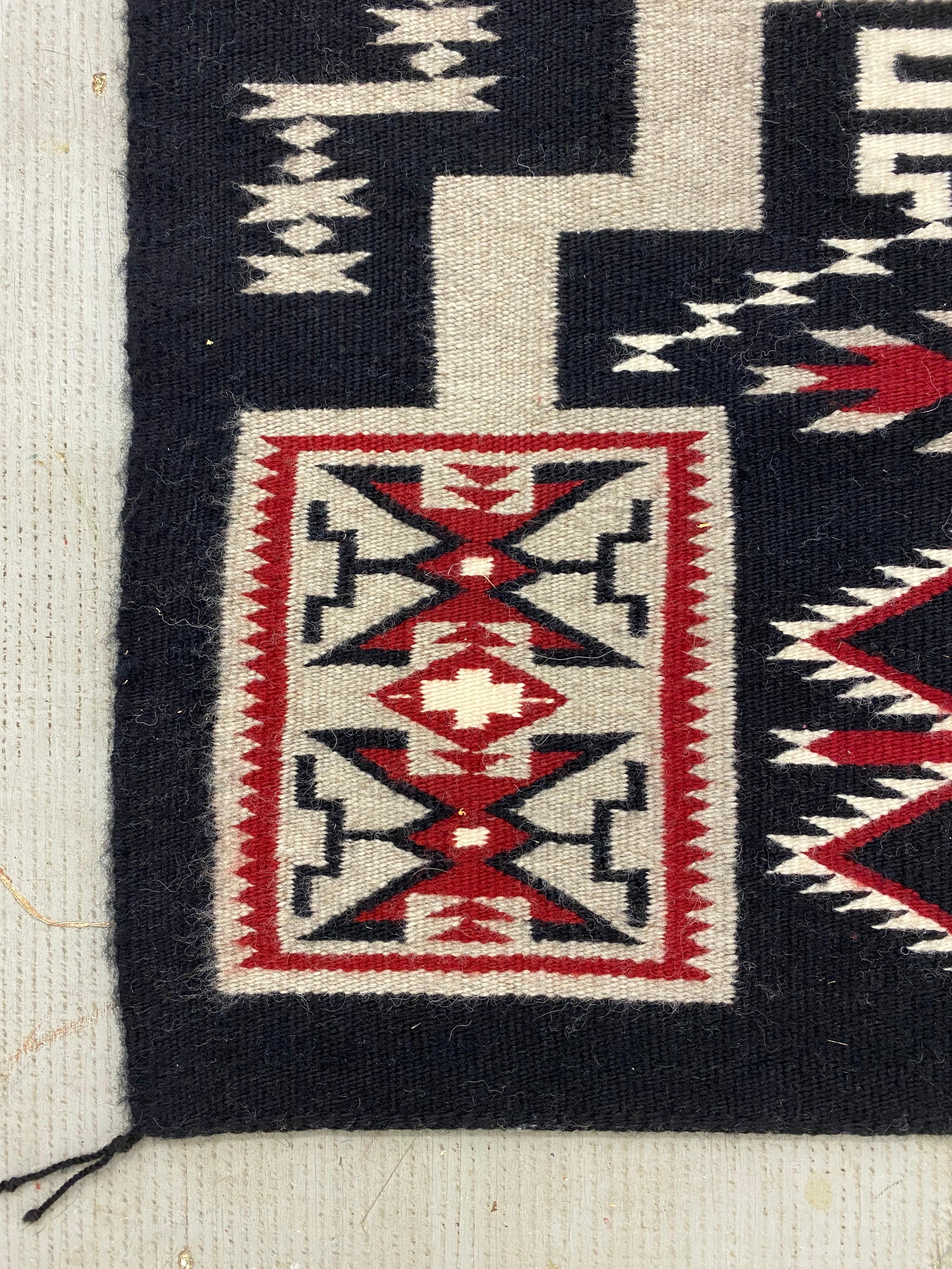 Navajo Rug, Storm pattern, wool by Rena Robertson, 26.5 x 39