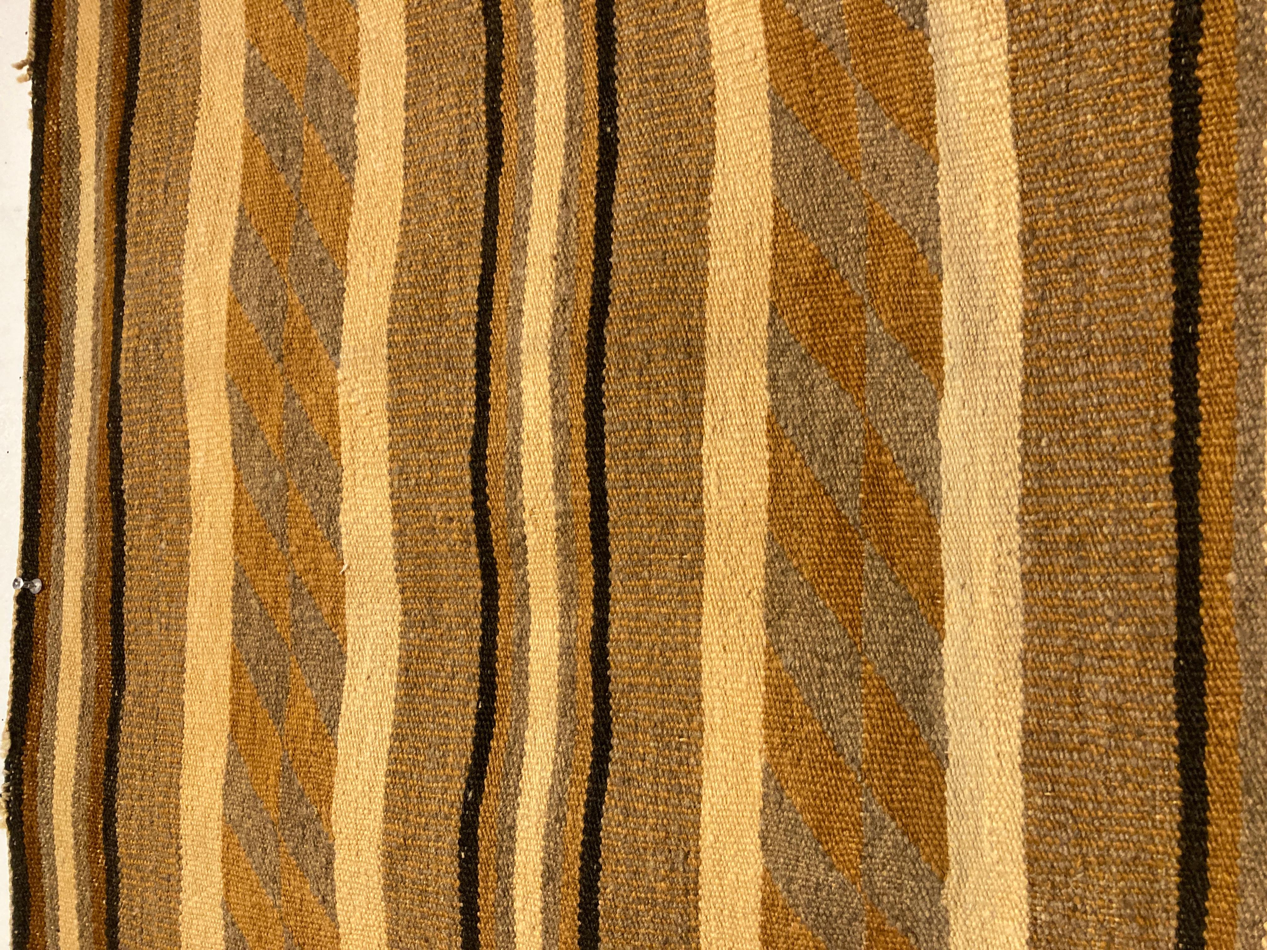 Hand-Woven Navajo Rug with Horizontal Bands