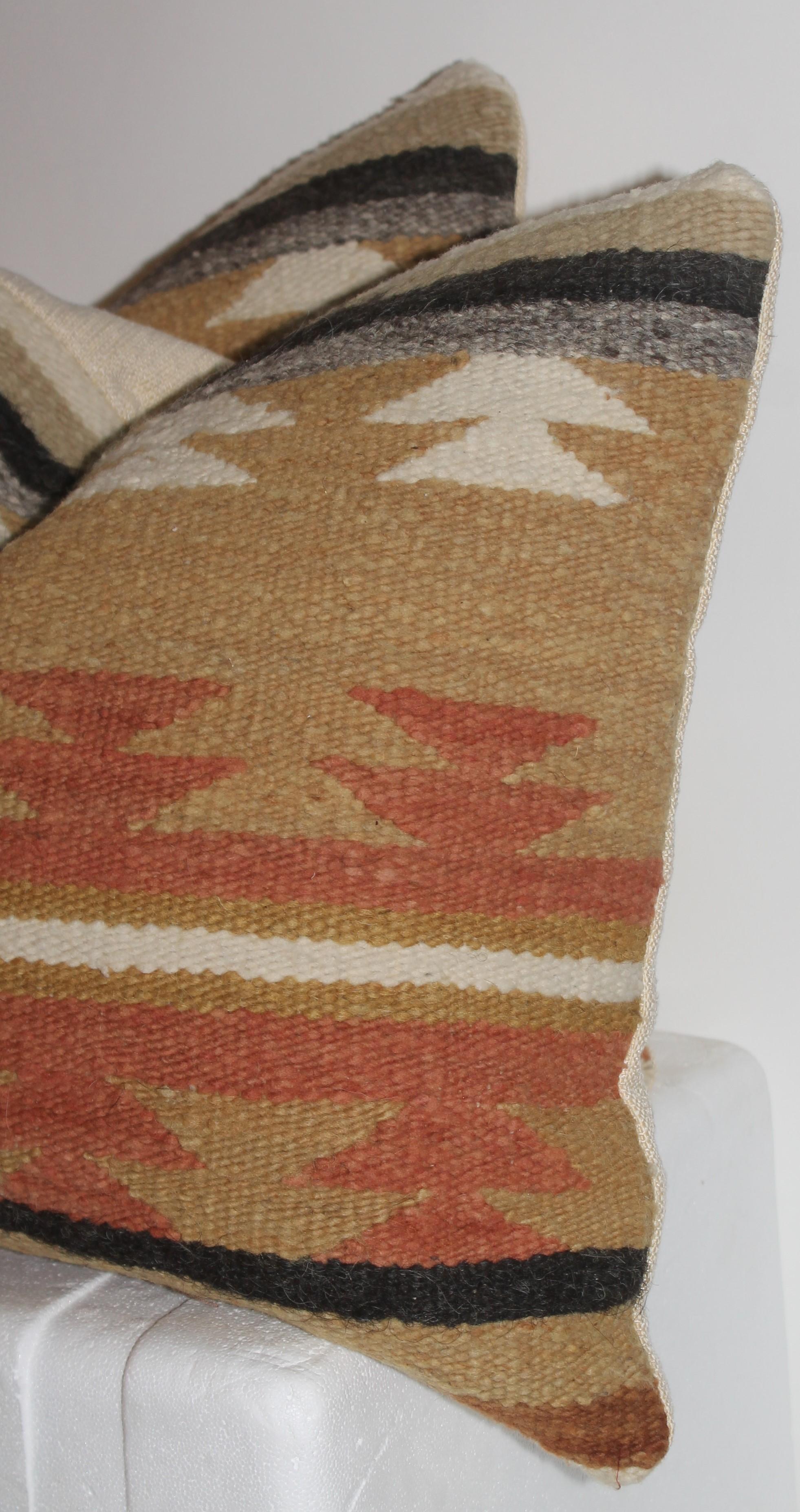Hand-Woven Navajo Saddle Blanket Weaving Pillows, Pair