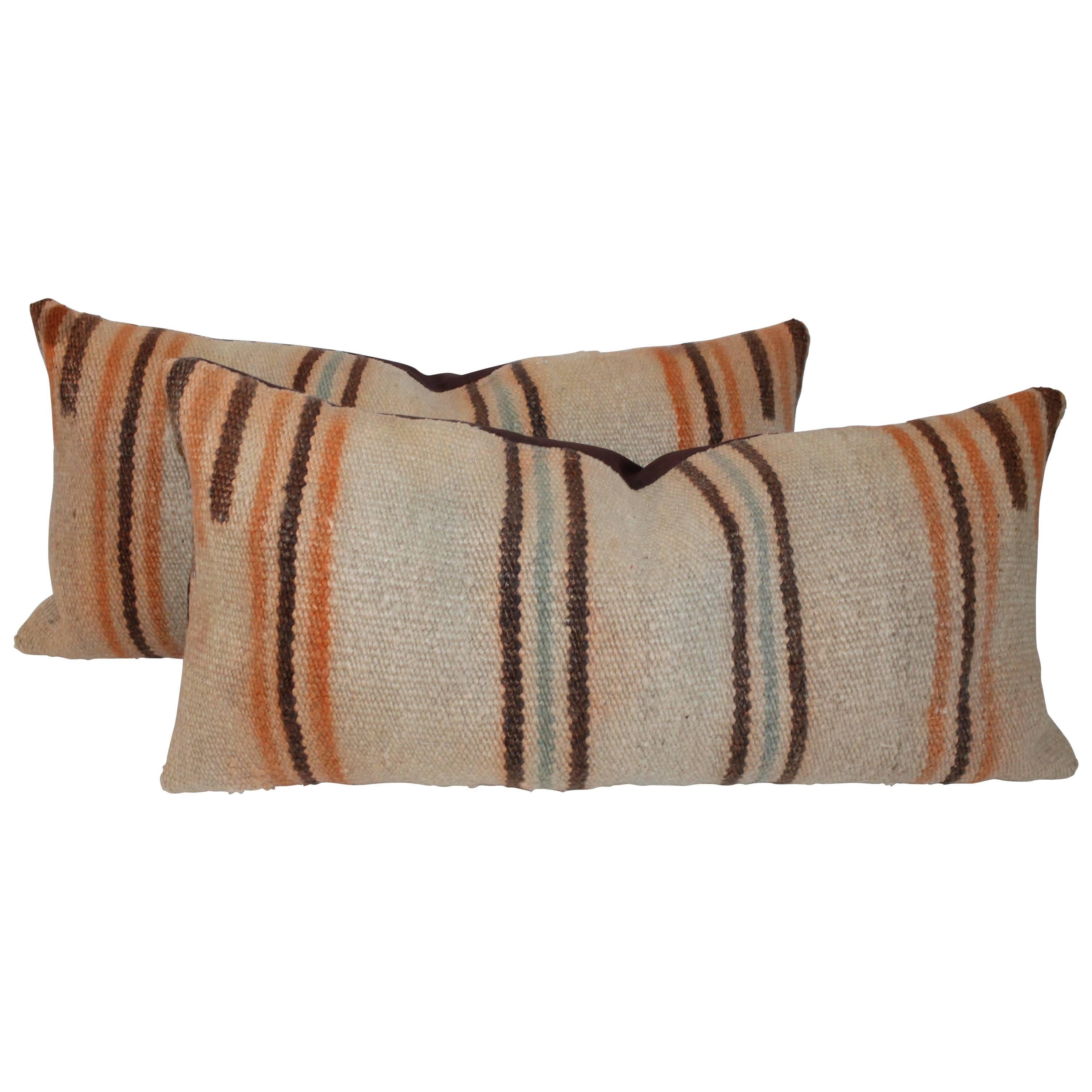 Navajo Saddle Blanket Weaving Pillows, Pair For Sale