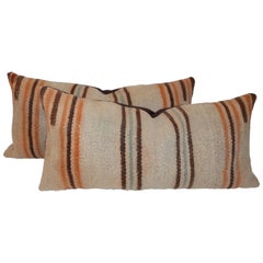 Antique Navajo Saddle Blanket Weaving Pillows, Pair