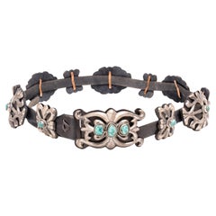 Cintura Concho in argento e turchese Navajo Sandcast