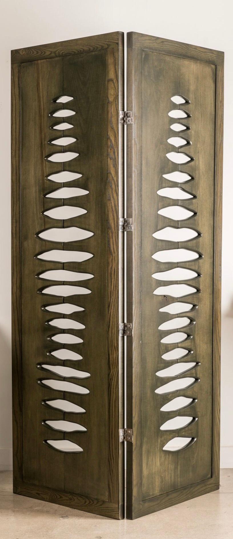 American Contemporary Sculptural Screen Space Divider in Solid Wood by Vivian Carbonell For Sale