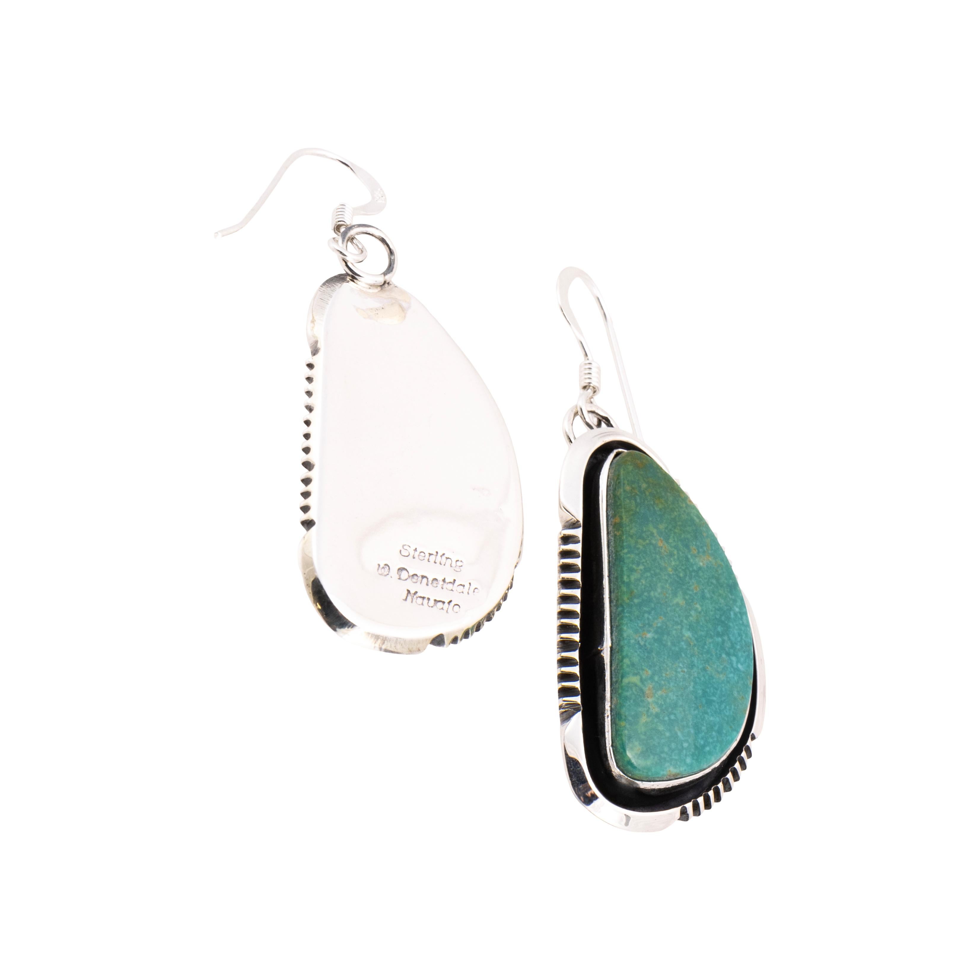 Old Mine Cut Navajo Single-Stone Dangle Turquoise Earrings For Sale