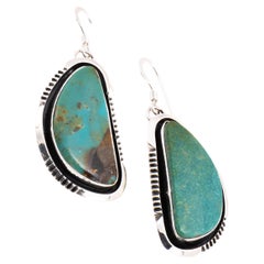 Navajo Single-Stone Dangle Turquoise Earrings