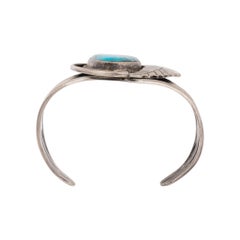 Navajo Single-Stone Turquoise and Sterling Silver Cuff Bracelet