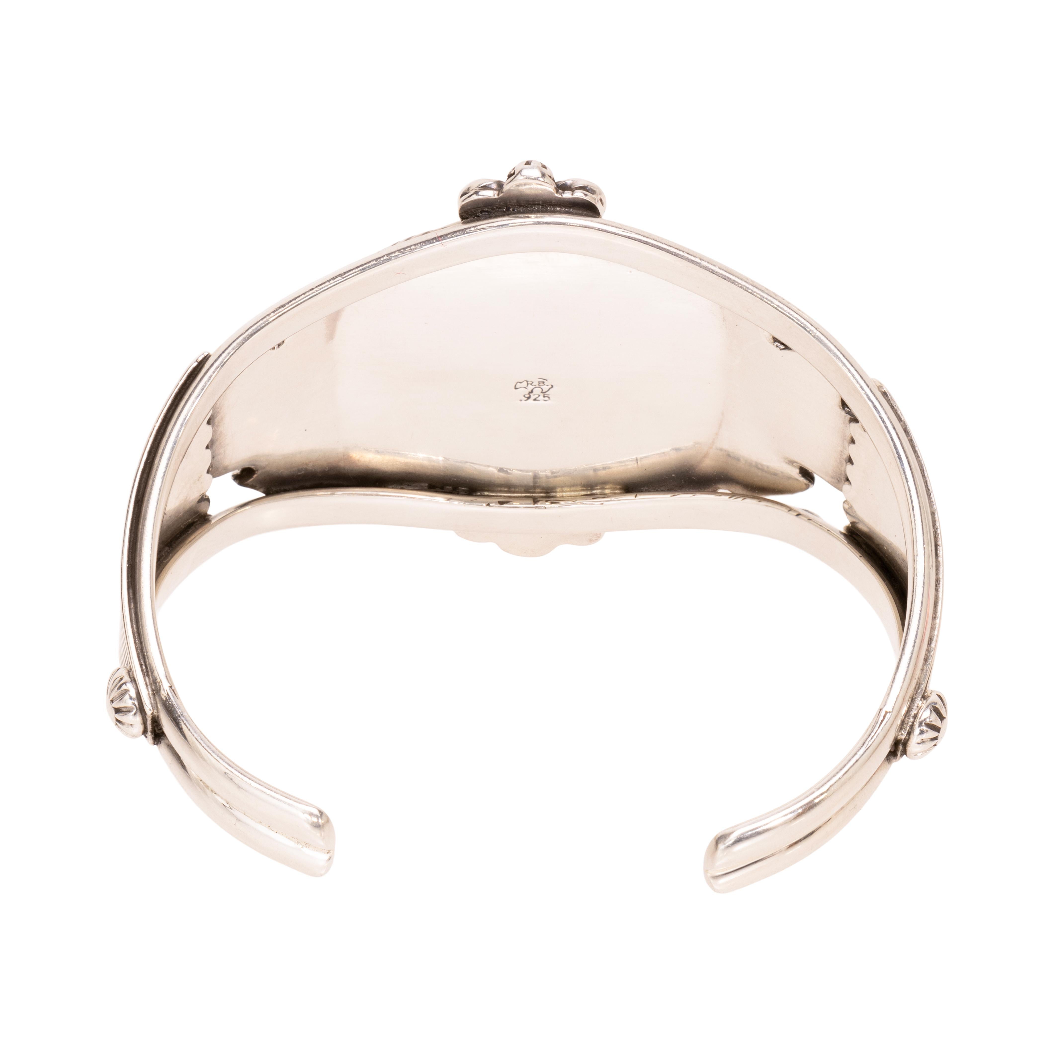 Taglio ovale Bracciale Navajo Single Stone in turchese e argento sterling in vendita