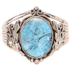 Bracciale Navajo Single Stone in turchese e argento sterling