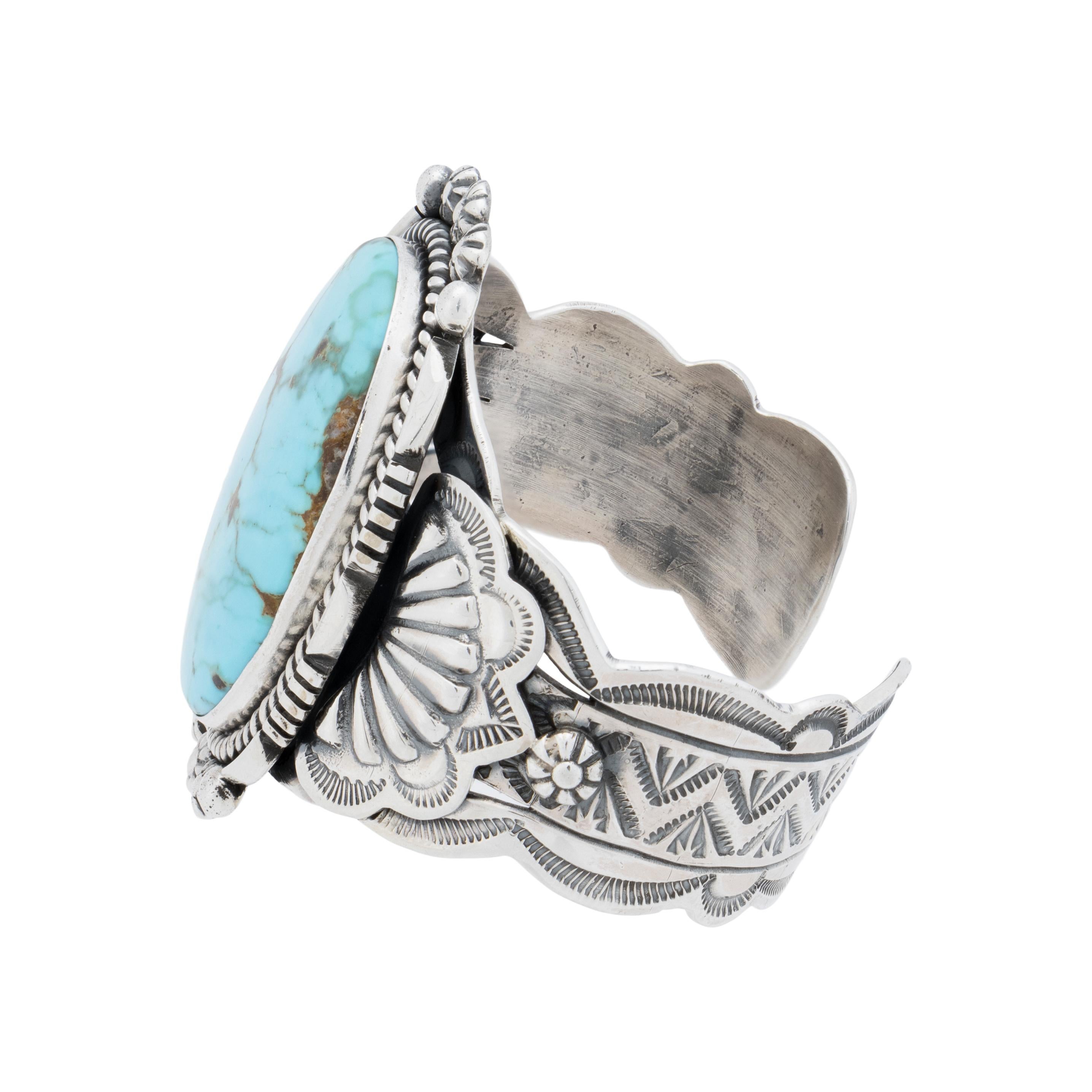Nativo americano Bracciale Single Stone in turchese di Navajo in vendita