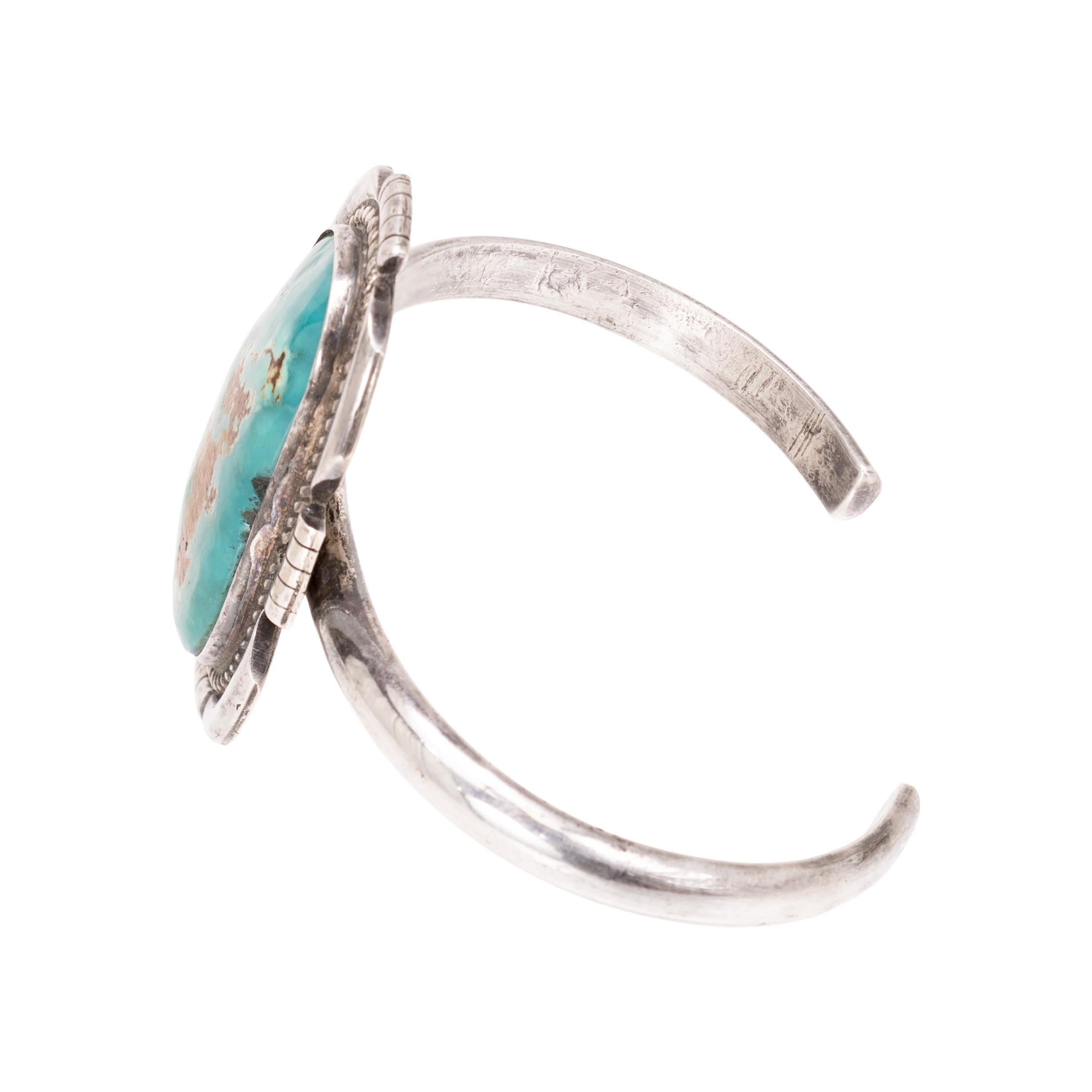 Nativo americano Bracciale Single Stone in turchese Navajo in vendita