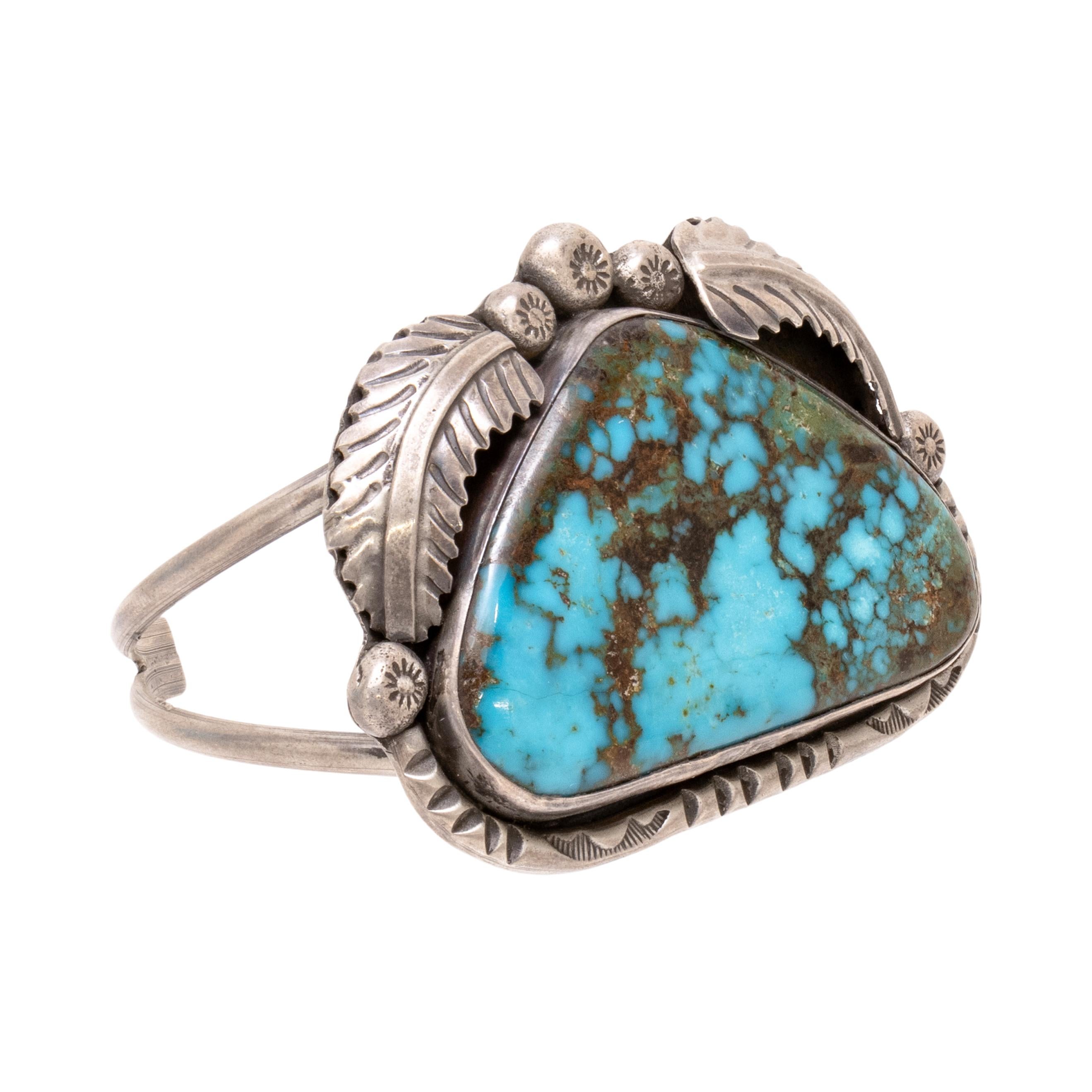 Pulsera brazalete de turquesa Navajo Single Stone en Bueno estado para la venta en Coeur d Alene, ID