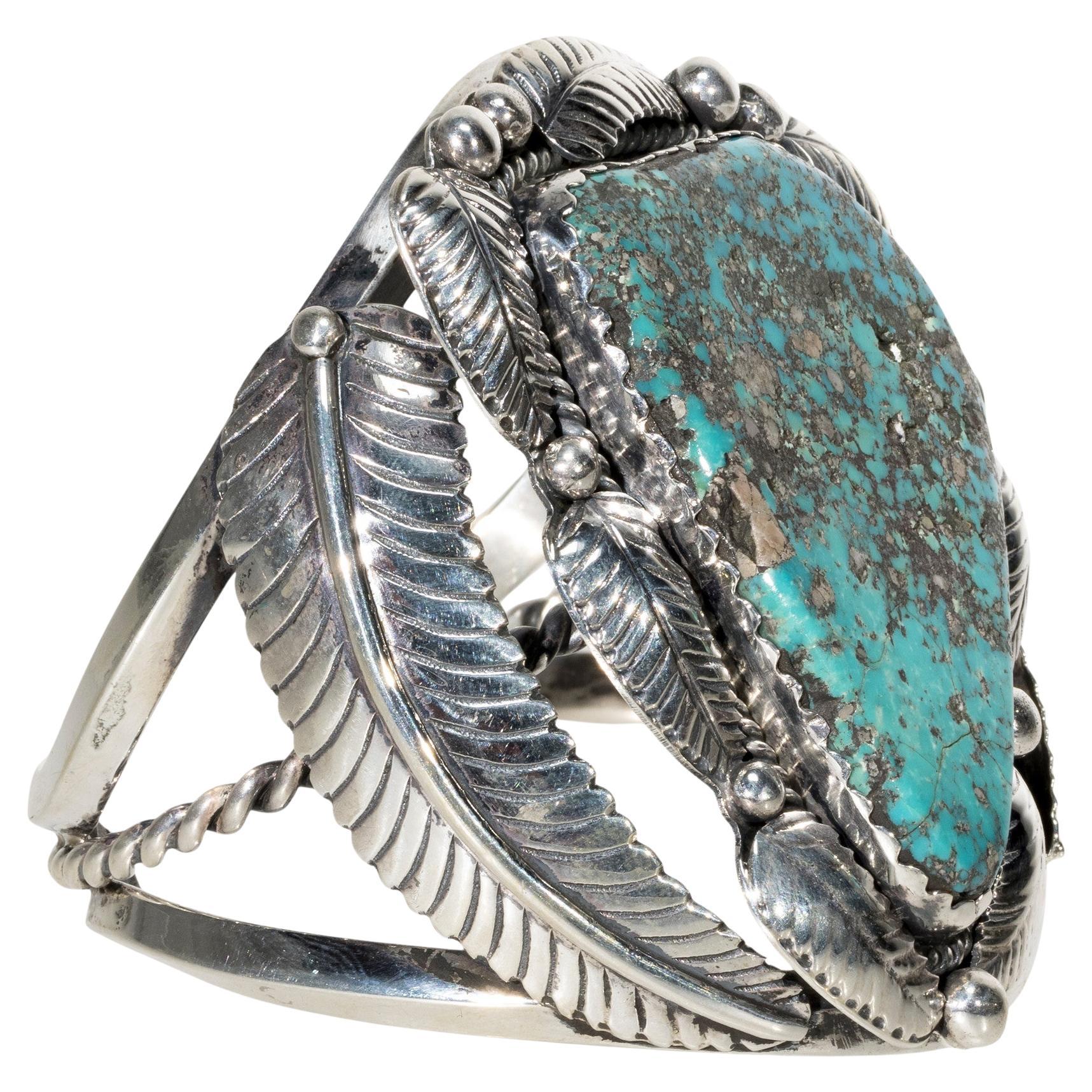 Navajo Single Stone Turquoise Cuff Bracelet