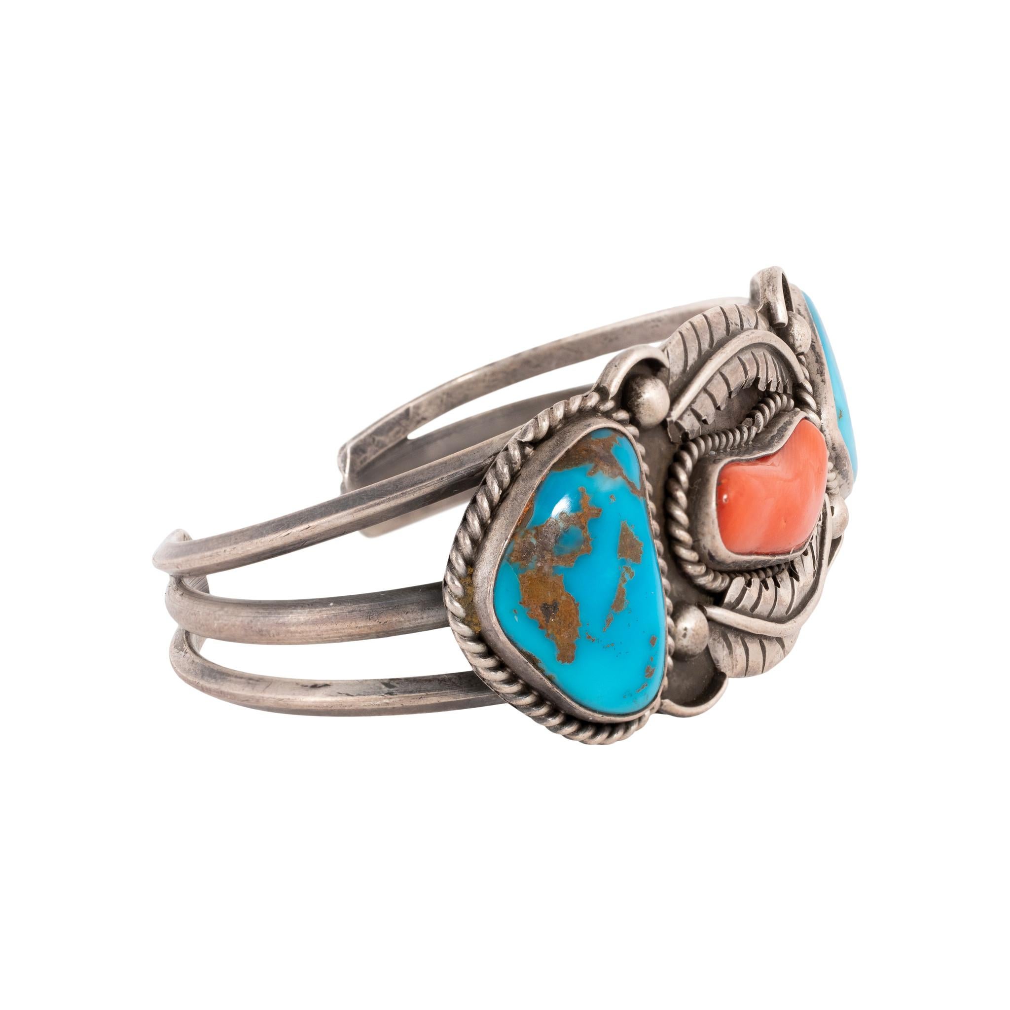 Taglio misto Bracciale Navajo della Bella Addormentata e del Corallo in vendita