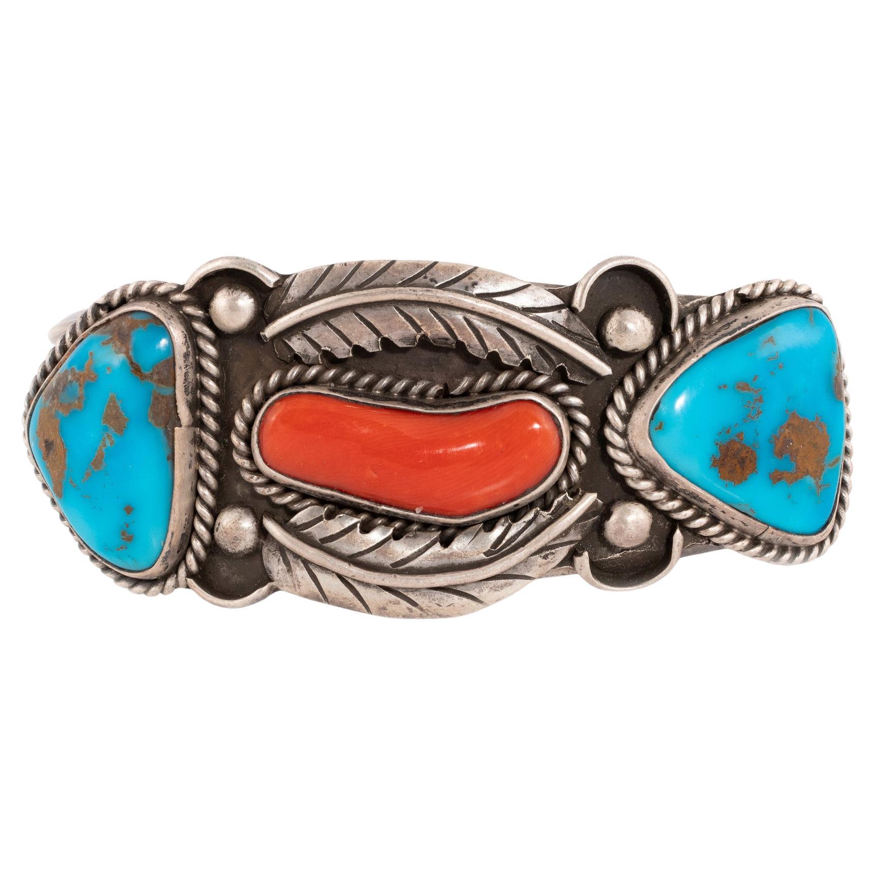 Bracciale Navajo della Bella Addormentata e del Corallo in vendita
