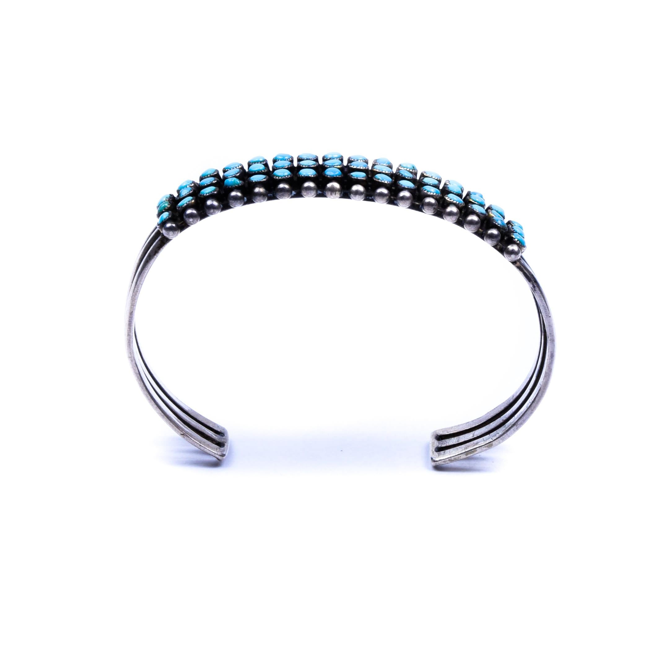Navajo Sleeping Beauty Turquoise and Sterling Bracelet In Good Condition In Coeur d Alene, ID