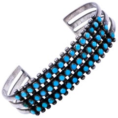 Retro Navajo Sleeping Beauty Turquoise and Sterling Bracelet