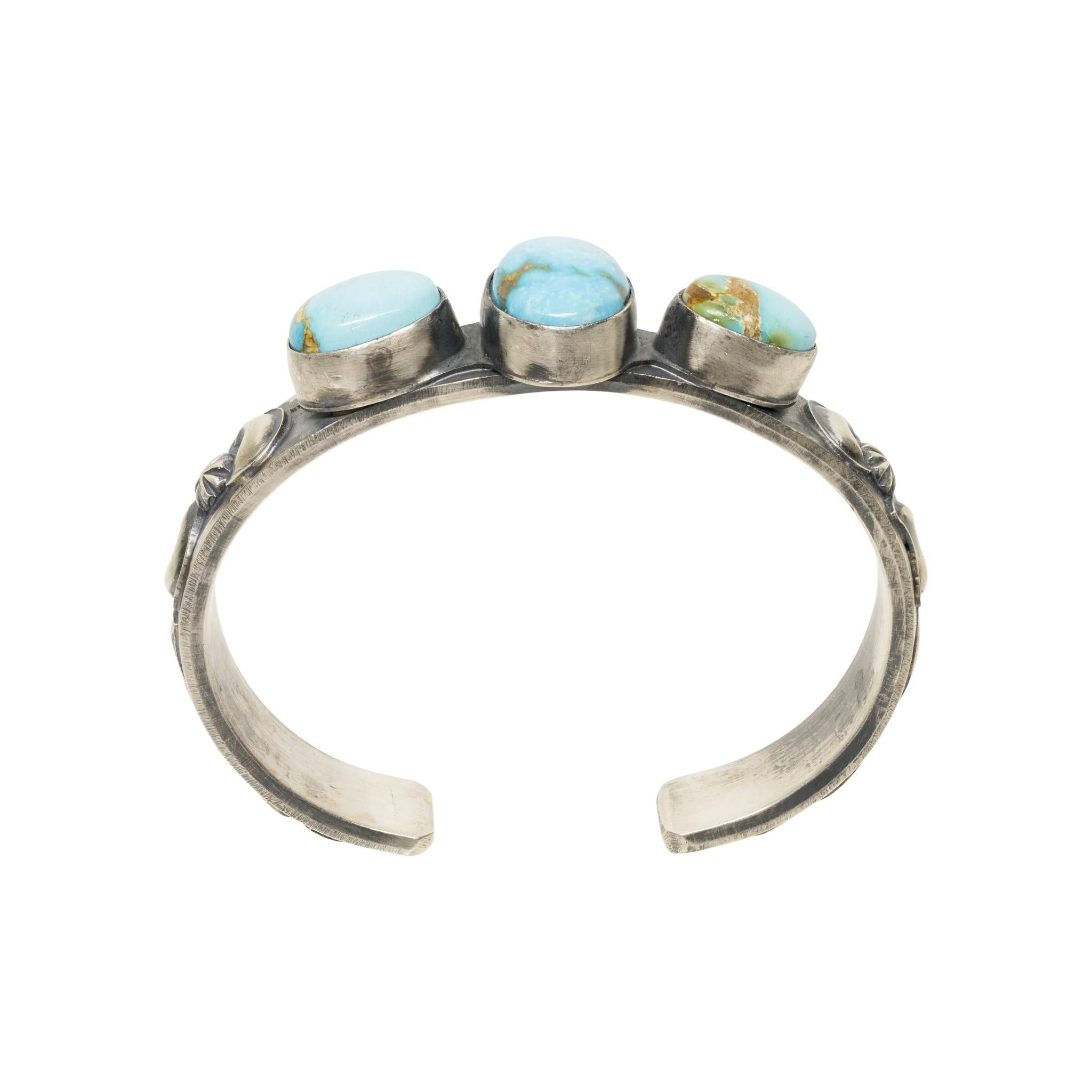 Nativo americano Bracciale in oro turchese Navajo Sonoran in vendita