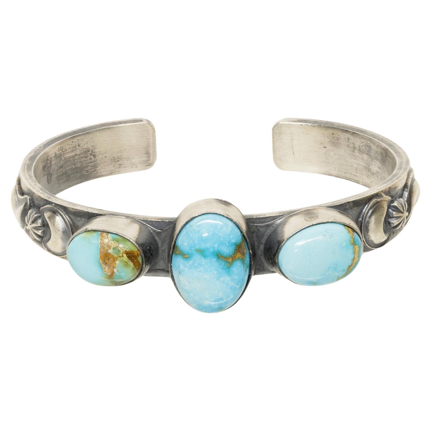 Bracciale in oro turchese Navajo Sonoran in vendita