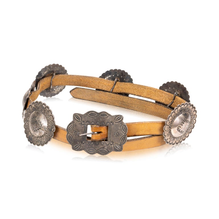 Navajo Stamped Sterling Silver Concho Belt For Sale at 1stDibs display picture 3