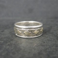 Anello a fascia Navajo in sterling 14K misura 6,5 Bruce Morgan
