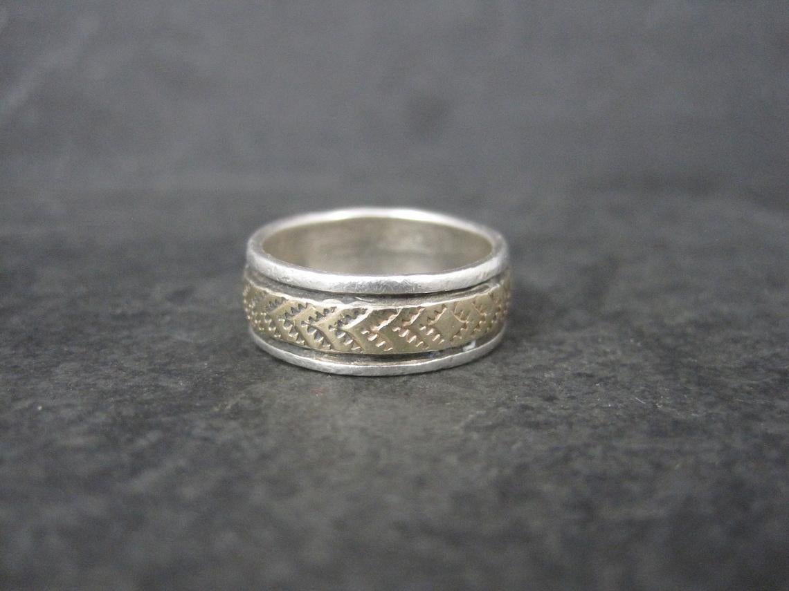 Women's or Men's Navajo Sterling 14K Band Ring Size 6.5 Bruce Morgan For Sale