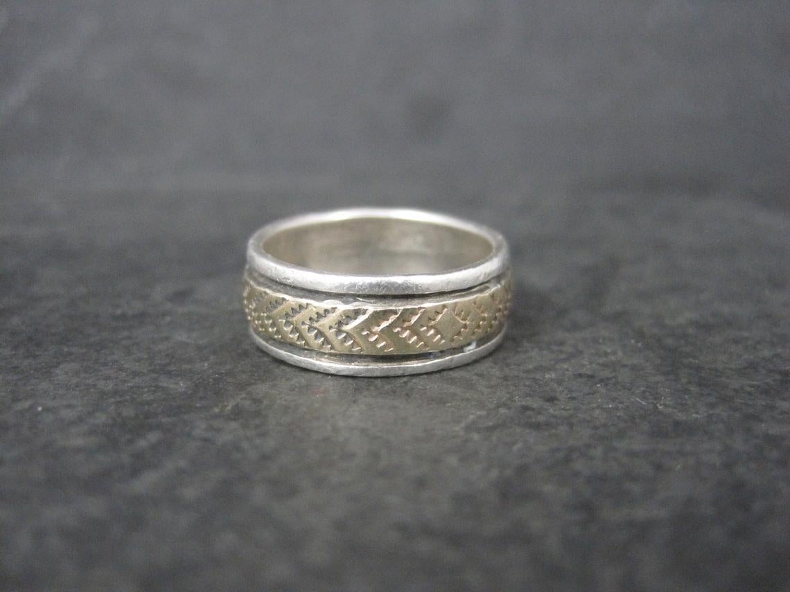 Native American Navajo Sterling 14K Band Ring Size 6.5 Bruce Morgan