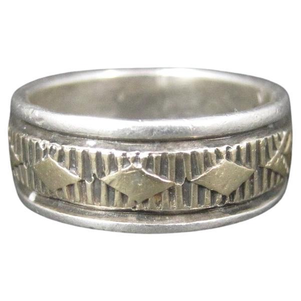 Navajo Sterling 14K Band Ring Größe 6,5 Bruce Morgan im Angebot