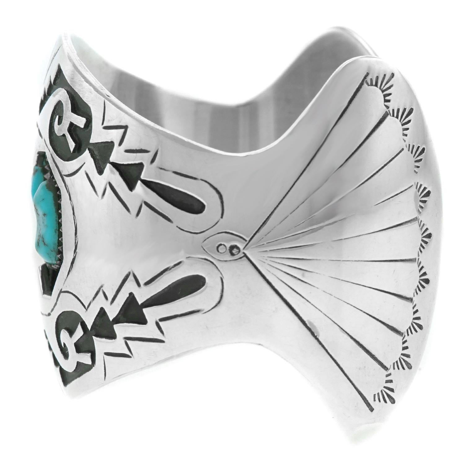 Navajo Sterling and Turquoise Cuff 2