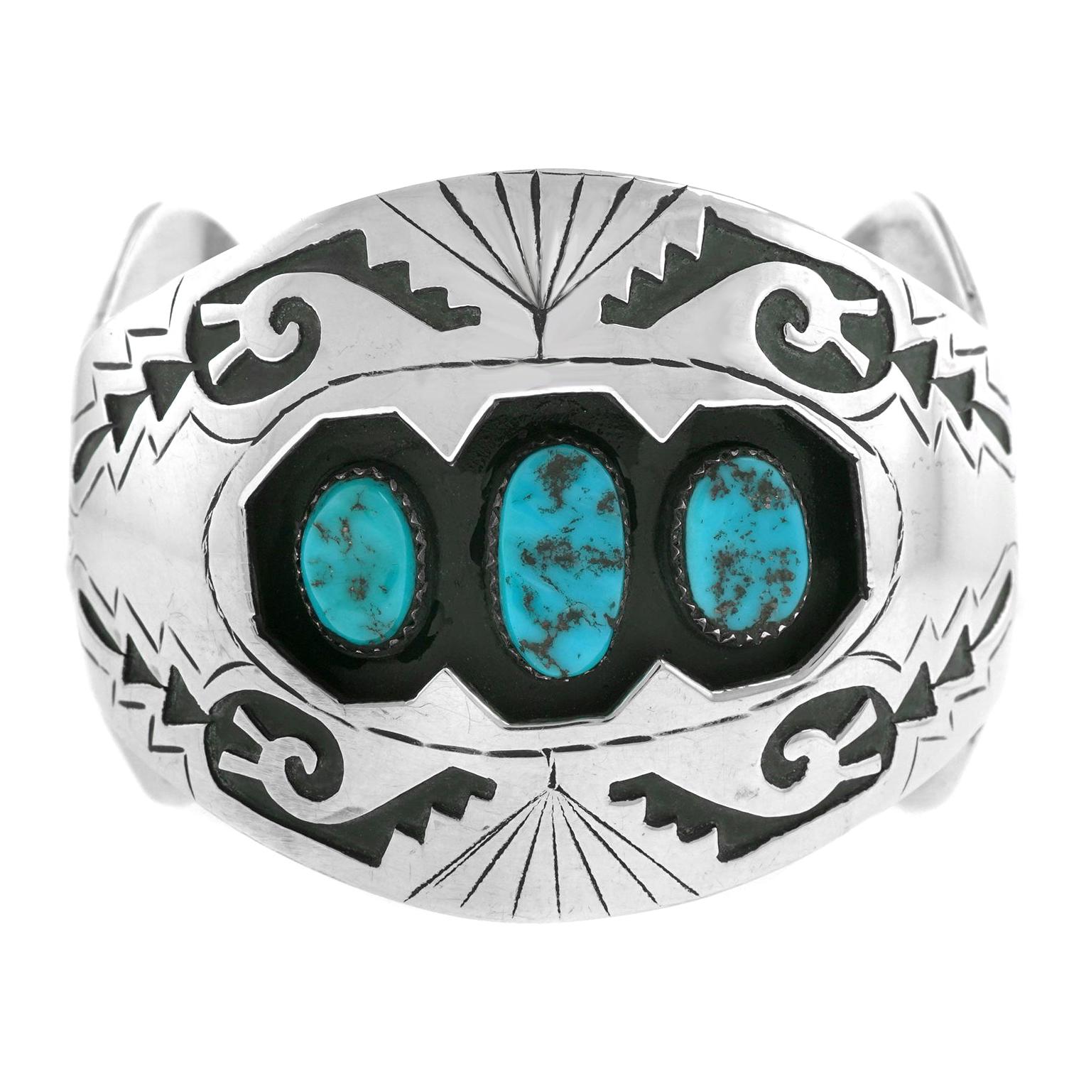 Navajo Sterling and Turquoise Cuff